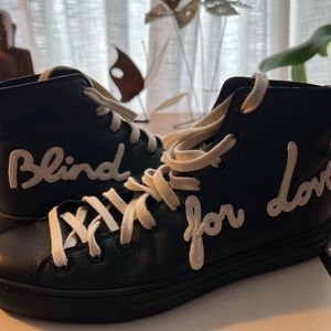 Gucci shoes Blind for Love black sneakers soft leather size 6 men @7.5 women’s